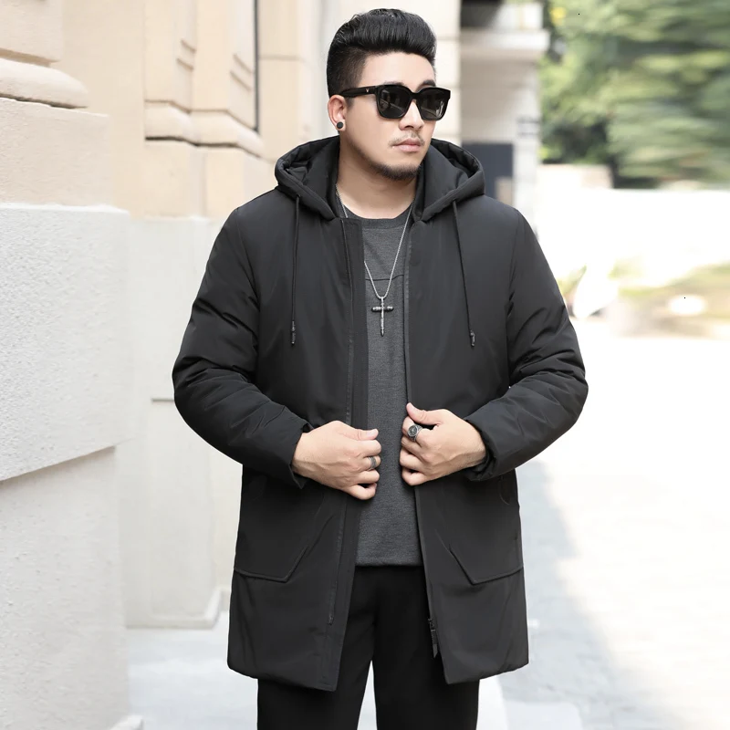 10XL 6XL 5XL мужской длинный пуховик пальто роскошный бренд зимняя однотонная черная