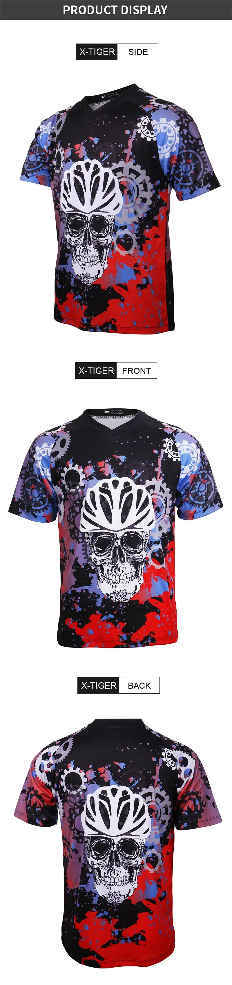X-Tiger Polyester Downhill Jersey Racing Road Bike DH Shirt Quick-Dry Cycling Jerseys Short Sleeve MTB Bicycle Clothing