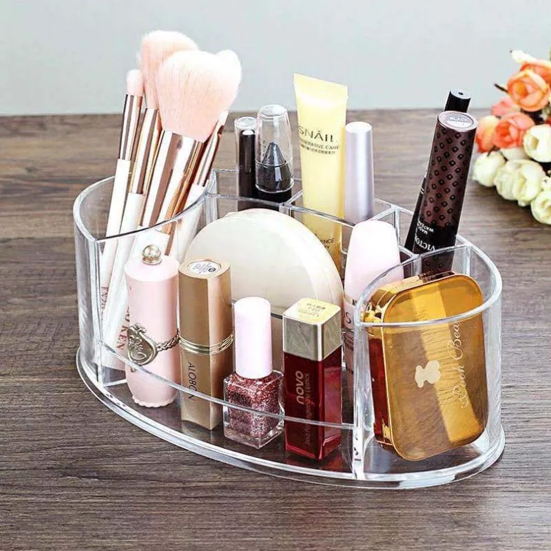 

HUNYOO Tabletop Acrylic Makeup Organizer Lisptick/Makeup Brush/Nail Polish/Cosmetics Organizer Storage Makeup Box for Women