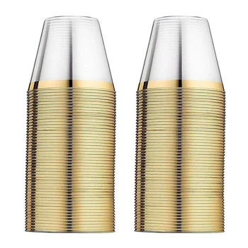 

100PCS Environmentally Friendly and Practical Wedding Party Gold Bronzing Plastic Cup Disposable Gold Plastic Cup