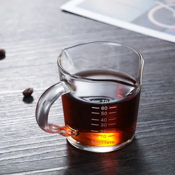 

70ml Small Milk Cup Glass With Scale Heat-resistant Glass Measuring Cup Jigger For Espresso Coffee Double-mouthed Ounce Cup P1