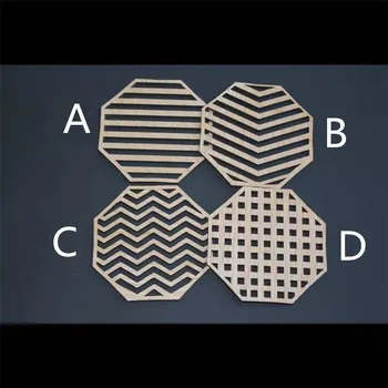 

Set of 4pcs Geometric Lines Laser Cut Coasters Drink Holder Wood Gift Home Table Decoration Rustic Wooden Beverage Coasters