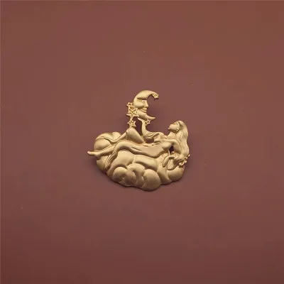 Новинка, золотая, матовая, металлическая, абстрактная, портрет, человеческое лицо, брошь, булавка, древний Римский конь, луна, солнце, для женщин, девушек, вечерние, аксессуары - Окраска металла: M