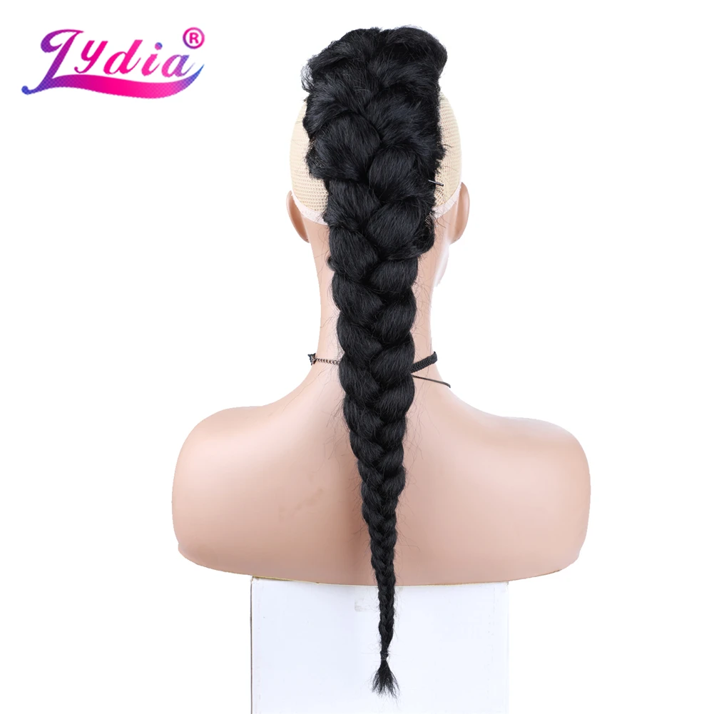 Clipes em Jumbo Rabo de Cavalo Lydia Polegada Sintético Alta Puff Afro Kinky Reta Meio-parte Peruca Natural Preto Trança Hairpiece 76cm 30 4 Apliques e perucas