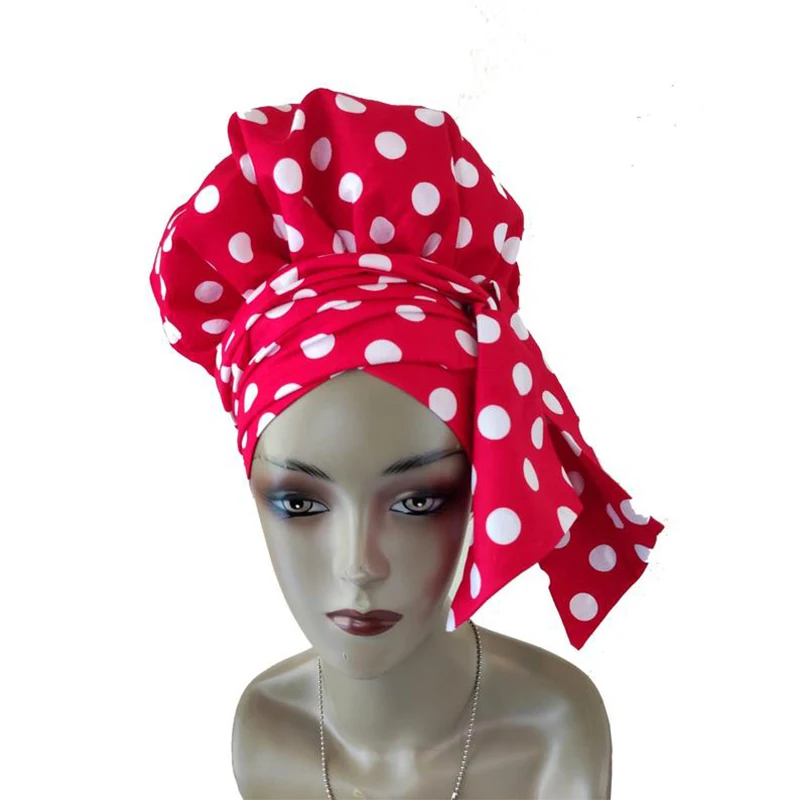 

4-in-1 SATIN LINED BOONET with wrap, Red and White polka Dot Reversible Head Wrap Turban, Pretied Headwrap, headband, Head Cover