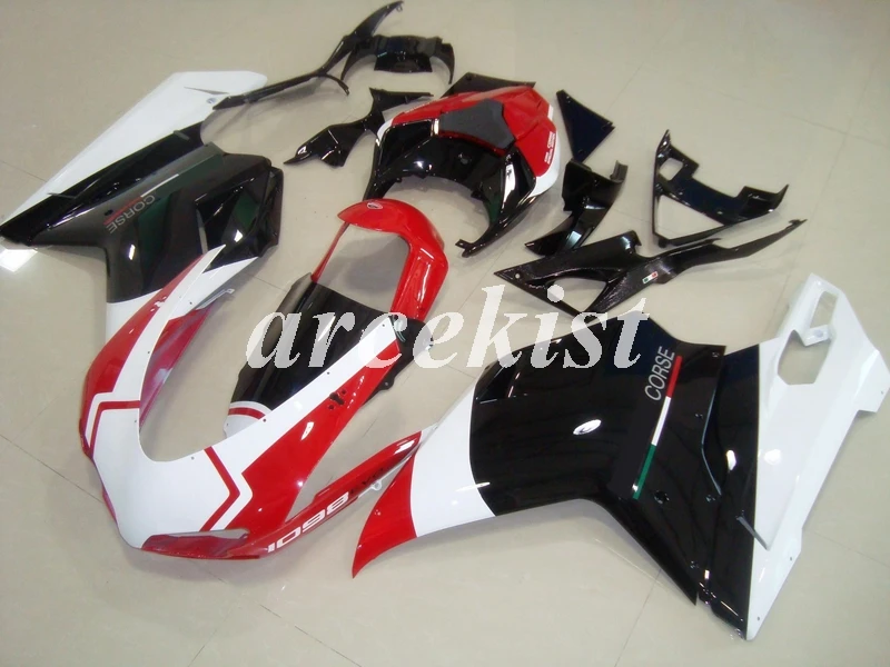 ABS полный обтекатель комплект подходит для DUCATI 848 evo 1098 1198 1098S 2007 2008 2009 2010 2011 2012 набор черный - Цвет: red black