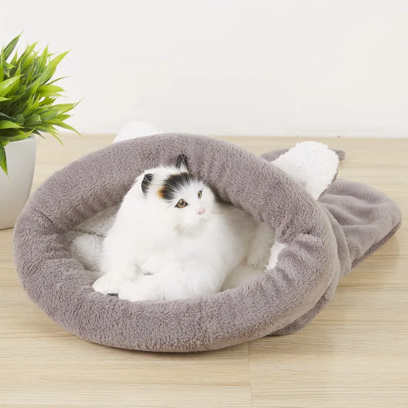 

Warm Coral Fleece Cat Sleeping Bag Bed For Puppy Small Dogs Pets Cat Mat Bed Kennel House Soft Warm Sleeping Bed Pets supplies