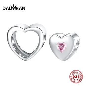 

DALARAN Love Double Heart Shape Charm Fit Original Pandora Charms Bracelet CZ 925 Sterling Silver Bead DIY Jewelry for Women