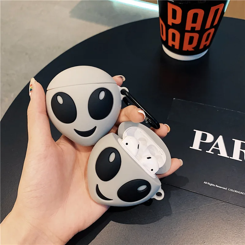 3D Симпатичные ET ALIEN светящиеся наушники Чехлы для Apple Airpods 1 2 свет в ночное время Силиконовая защита Bluetooth аксессуары для наушников