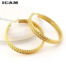 ICAM круг цвет золотой креольские серьги, из нержавеющей стали большие круглые серьги-кольца Серьги Подарки для женщин