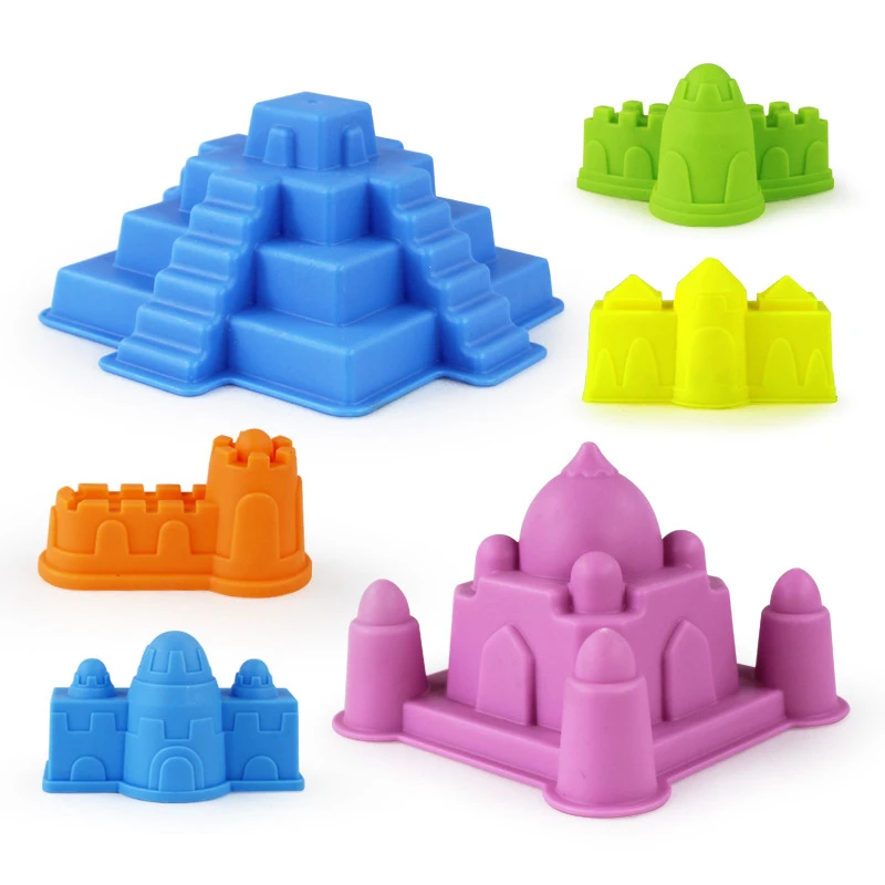6 Pcs/set Creative Castle Sand Clay Mold Building Pyramid Sandcastle Beach Sand Toy Bath Interactive Funny Game Educational Toys photo