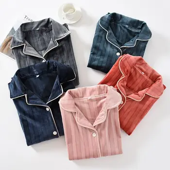 

Winter Thick Flannel Warm Pajamas Sets For Women Sleepwear Home Clothing Pajama Home Wear Pyjamas Set Pijama mujer