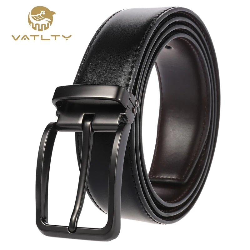 

VATLTY 2020 Official authentic high quality natural cowhide men's belt smooth double-sided belt casual business belts for men