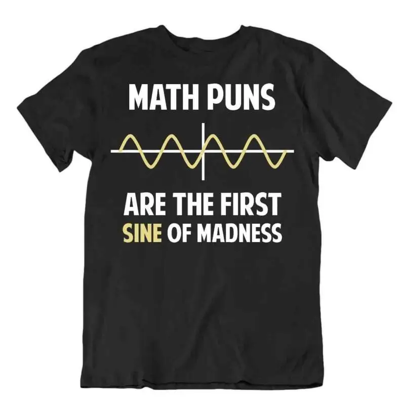 Футболка с надписью Math Puns First Sine Of Madness | Мужская одежда