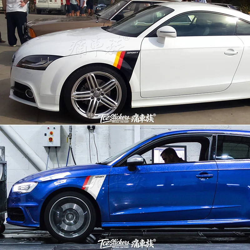 Автомобильные наклейки для Audi Q3 A4 A3 A6TT A7 Golf 6 7, автомобильные наклейки, декоративные наклейки на крыло, модифицированные наклейки на царапины влево и вправо