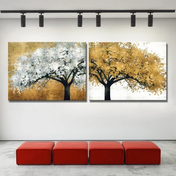 

Modern Abstract Oil Painting on Canvas Golden Trees Posters and Prints Cuadros Wall Art Pictures for Living Room Home Decoration