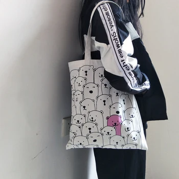 

Women's Large capacity Canvas Shoulder Bags Foldable and reusableTote Bag Casual Hand bags For Women 2019 Eco Shopper beach bags