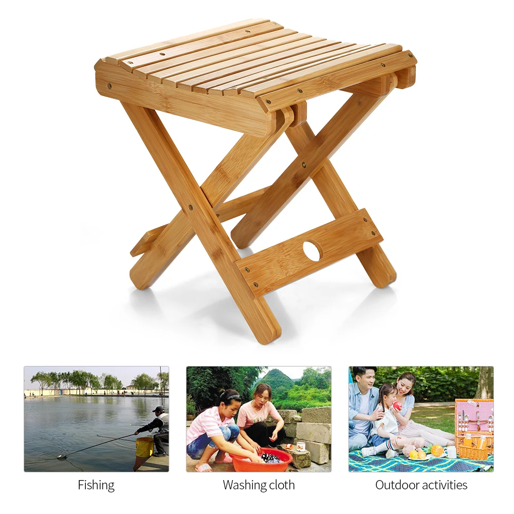 

Natural Bamboo Folding Chair Folding Stool Portable Collapsible Chair Folded Seat Small Folding Seat Skip Fold Away Chair