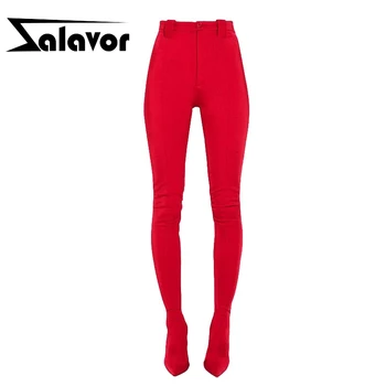 

ZALAVOR Size 34-48 Ladies Stretch Boots Trousers Women Slim Elasticity Boots Over The Knee Boots Two In One Pants Boots Combo