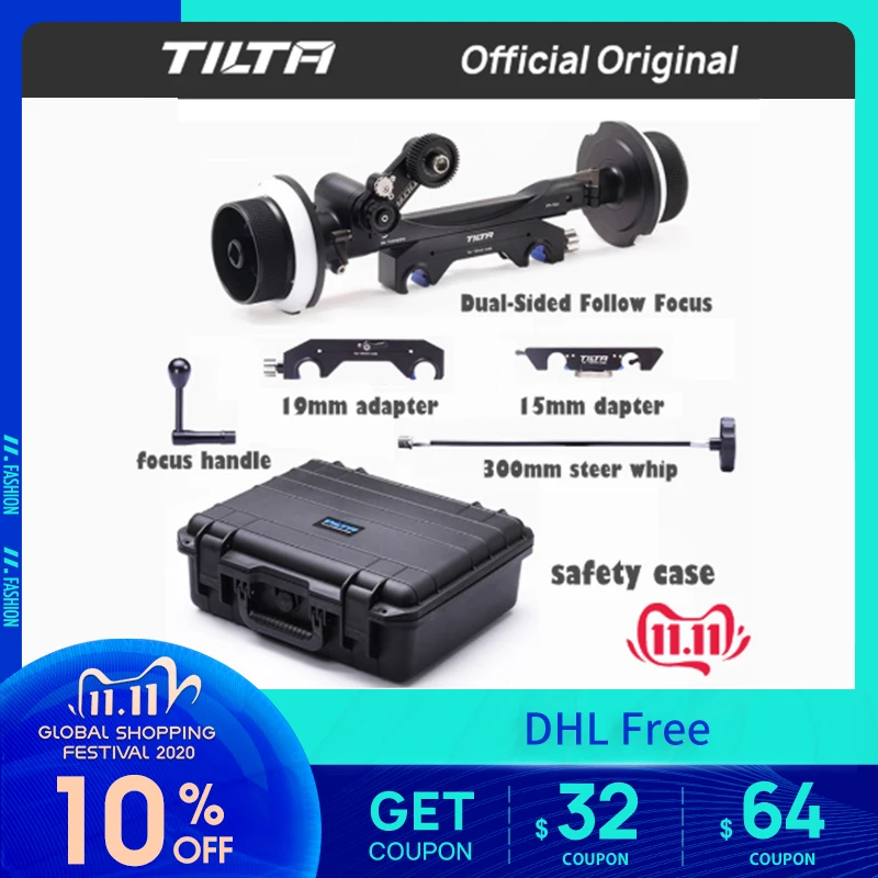 TILTA FOLLOW FOCUS FF T04 двухсторонний объектив CINE с адаптером 15 мм/19 мм для установки