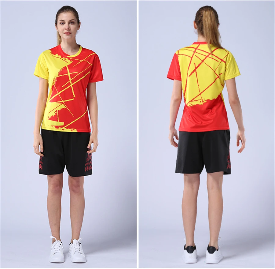 Женские теннисные рубашки с коротким рукавом, рубашка для бадминтона, Мужская футболка для бега, для гольфа, настольного тенниса, трикотажная форма, спортивная одежда