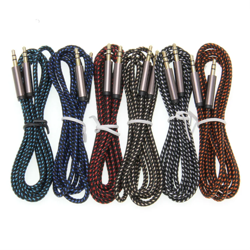 1 5m Jack 3 5mm Audio Cable Braided Car Aux Headphone Extension Cord Code For Phone MP3 Headset Speaker Wire for iPhone Samsung