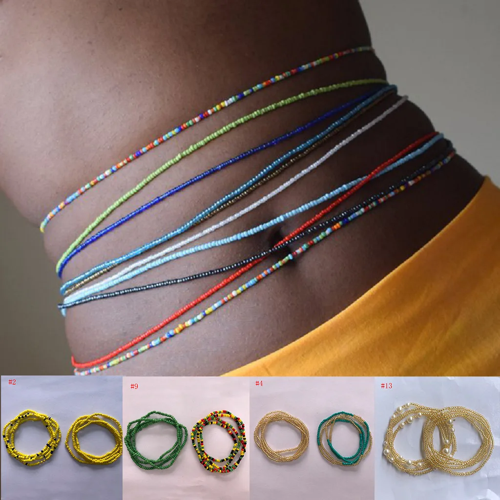 2 шт./компл. богемные бусы цепочки для живота ювелирные изделия тела эластичные