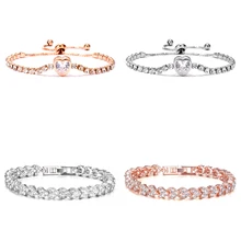 Модный женский браслет на цепочке с цирконием и кристаллами, геометрический Круглый браслет в виде сердца, подарок, ювелирные аксессуары, красивый браслет на цепочке