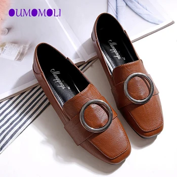 

2020 fashion new Russia British single shoes women's fashion simple thick heels thin shallow buckle casual shoes Q092