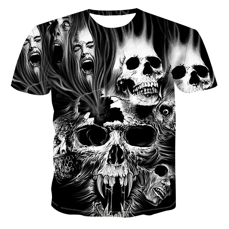 

Men's 3D Printed Skull Series Casual T-Shirt Men And Women Lovers Fashion Wild cool Short-Sleeved Shirt Fashion T-shirt Tops