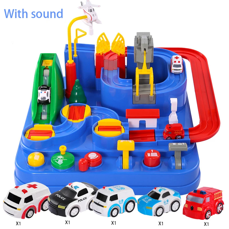 Маленький поезд трек набор большой спасательный набор автомобиль шаогуань Приключения Детская игрушка автомобиль трек игрушка - Цвет: Sound upgrade