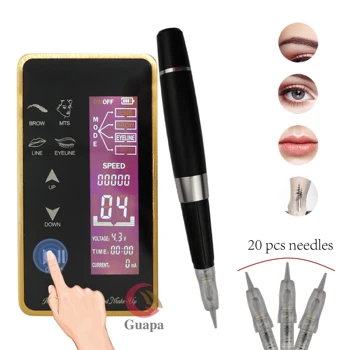 

Electric Permanent Makeup Rotary Tattoo Machine Professional Micropigmentation Device with 20pcs Nano one Tip Cartridge needles