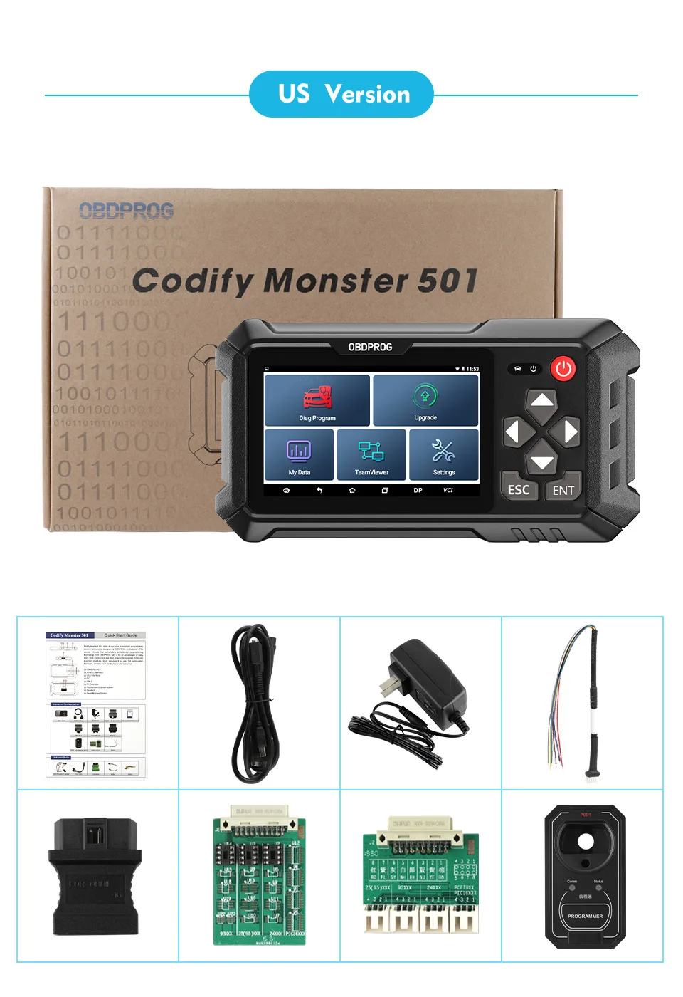 OBDPROG 501 Key Programmer Immobilizer EEPROM Auto Car Key Pin Code Reader Diagnostic Key Programmer auto inspection equipment