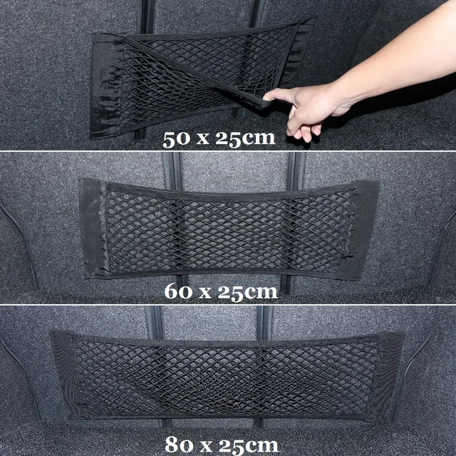 Фото автомобильные аксессуары сетчатый органайзер для багажника нейлоновая