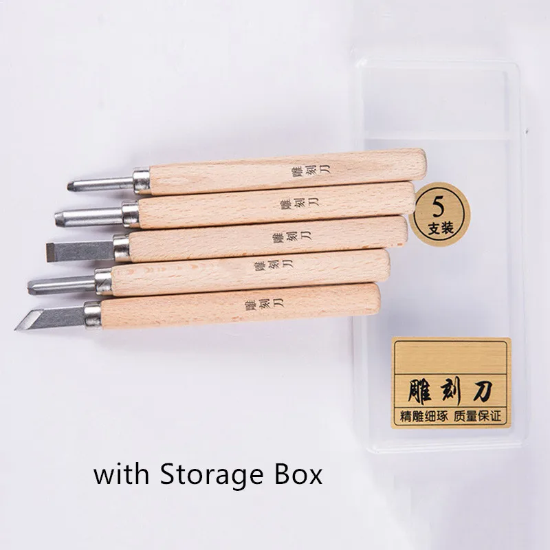 5pcs Wood Carving Chisel Tool Set For Woodworking Professional Wood Carving Knife Rubber Stamp Tool Kit