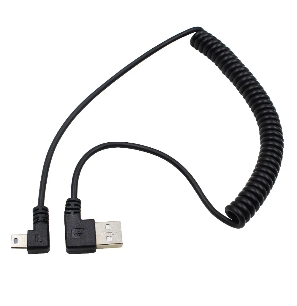 USB 2,0 мужчина к мини USB 2,0 Мужской 90 градусов угол выдвижной кабель зарядного устройства для передачи данных
