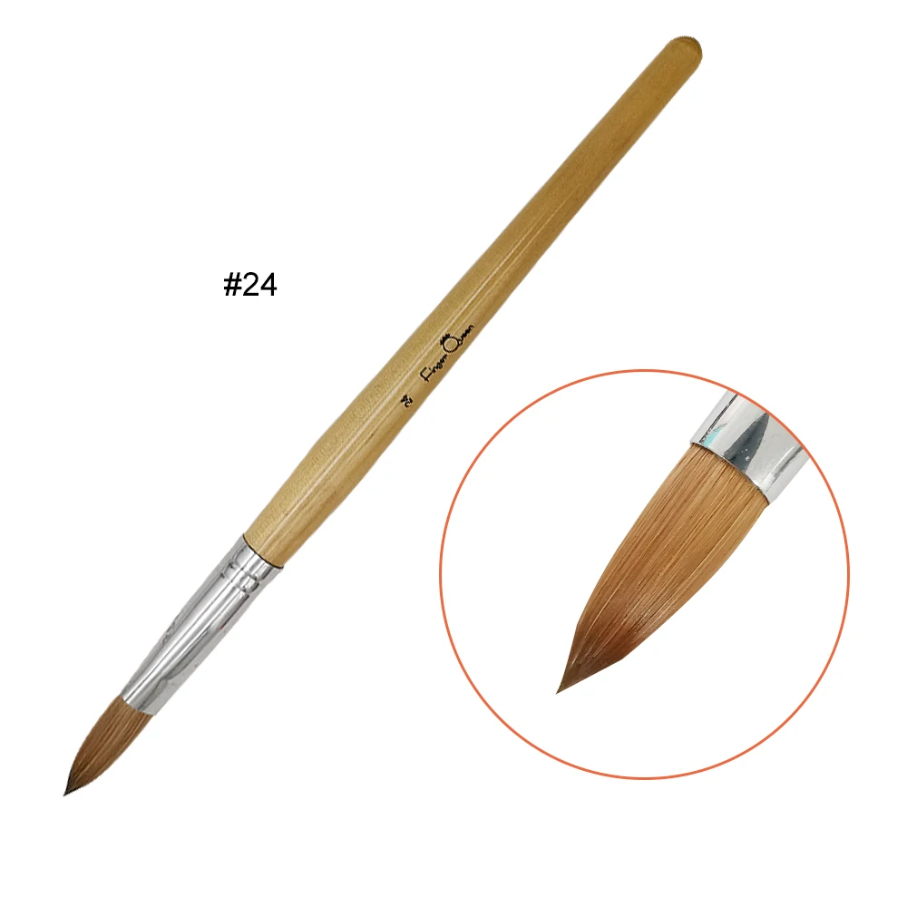 1 шт, деревянная цветная ручка, Соболь, акриловая кисть, Плоская Круглая деревянная ручка, кисть для УФ-геля, поли кисть для дизайна ногтей, гель-строитель, кисть