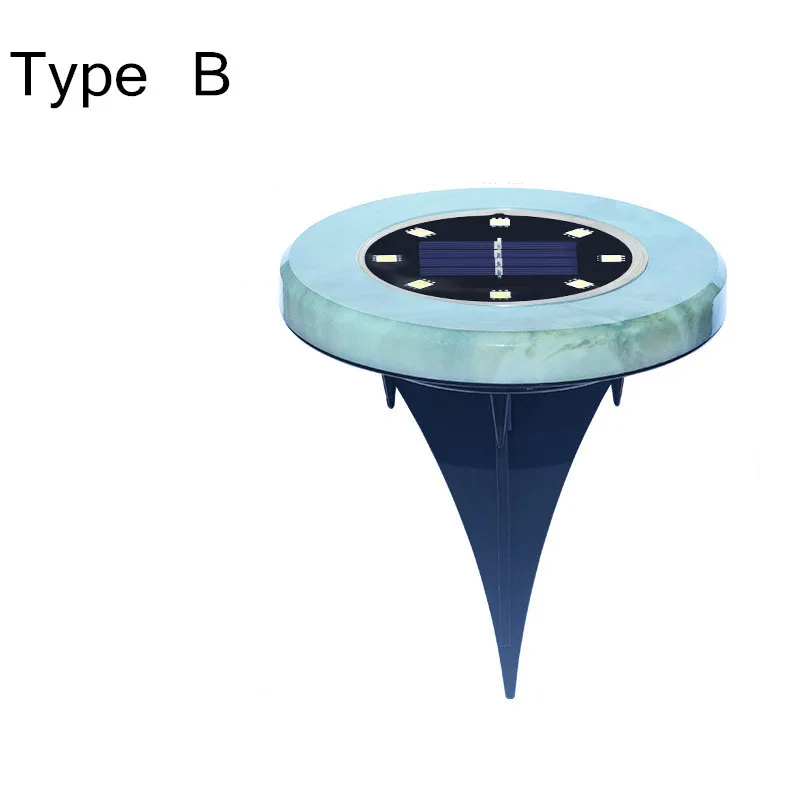 4 шт. светодиодный фонарь на солнечной батарее, водонепроницаемый, для улицы, для наземного пути, для сада, настил, для подземного двора, имитация мрамора - Испускаемый цвет: type B