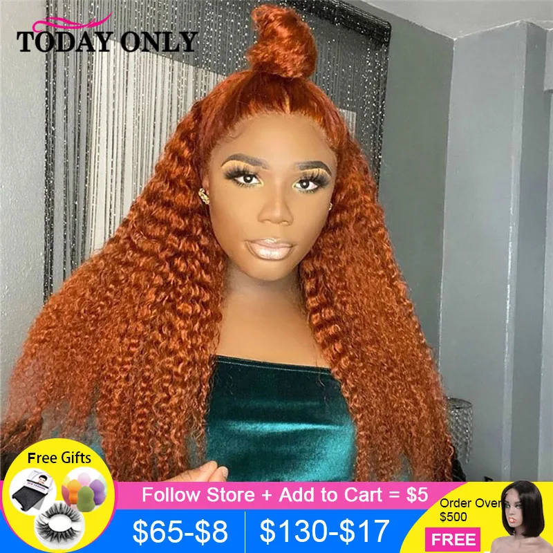 

Ginger Orange Water Wave Wig Human Hair Transparent Lace Wigs Colored Preplucked 13x6 Lace Front Wig For Black Women Remy Wigs