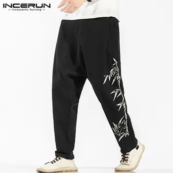 

INCERUN 2020 Men Pants Printed Cotton Linen Joggers Streetwear Loose Trousers Men Vintage Button Chinese Style Harem Pants S-5XL