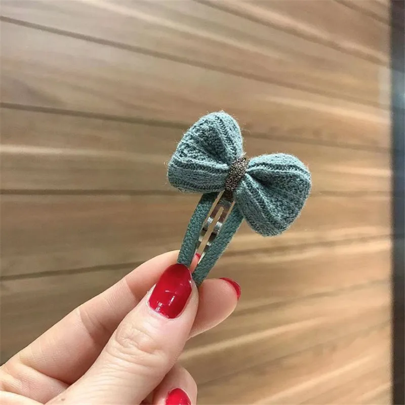 green clip 10 шт./лот, детский зажим для волос, bb зажимы, простая вязанная заколка с ободком, банты для волос, милые аксессуары для волос для девочек, заколки, головной убор - Цвет: green clip