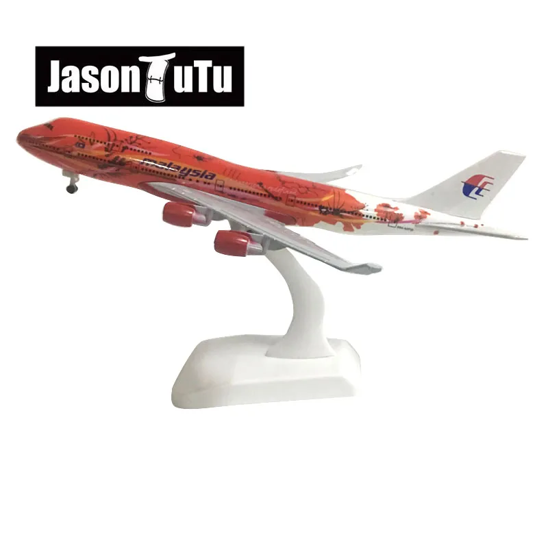 JASON TUTU 20cm Malaysia Air Boeing 747 Airplane Model Plane Model Aircraft Diecast Metal 1/300 Scale Planes Factory Wholesale