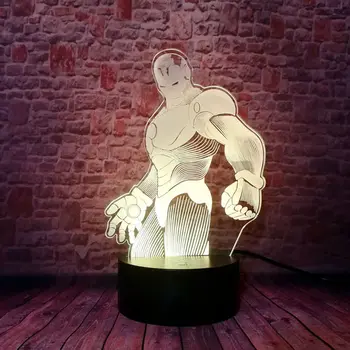 

Cool 3D Illusion Nightlight LED 7 Colors Changing Light Avengers Superhero Marvel Iron Man Model Figure Toys