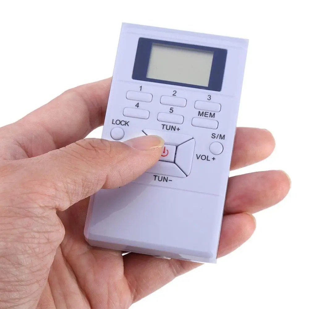 Мини Портативный Ручной FM Радио 2 полосы цифровой DSP ЖК карманы FM радио приемник со стерео наушники ремешок для Walkman - Цвет: White