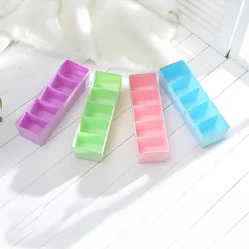

New Hot 4 Colors Five Grids Multifunction Underwear Socks Tiny Things Storage Box Plastic Finishing Box Drawer Desk Bed Cabinet