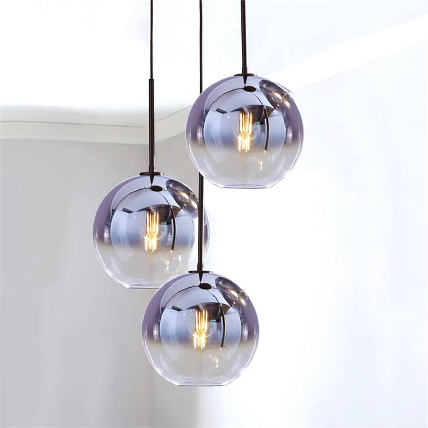 Светодиодный подвесной светильник в скандинавском стиле из прозрачного серебристого и золотого стекла, подвесные лампы для кухни, светильники для столовой, гостиной - Цвет корпуса: Silver