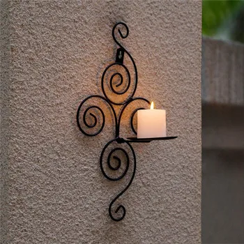 

1/2pcs Iron Metal Candlestick Dinning Room Wall Hanging Pillar Decoration Wedding Sconces Home Party Candle Holder Vintage