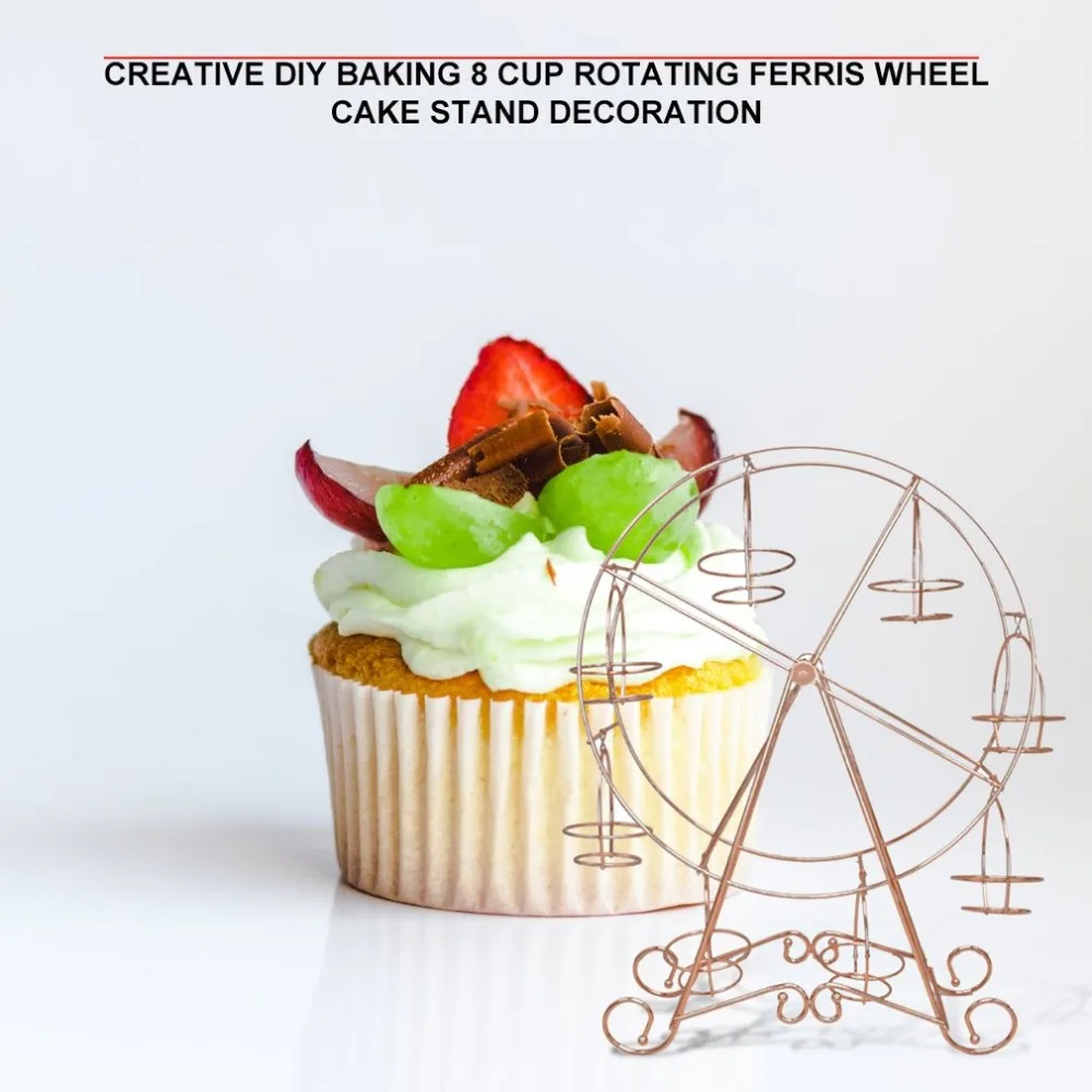 Stainless Steel Party Rotatable Pastry Cupcake Holder 8 Cups Supplies Cake Stand Ferris Wheel Kitchen Home