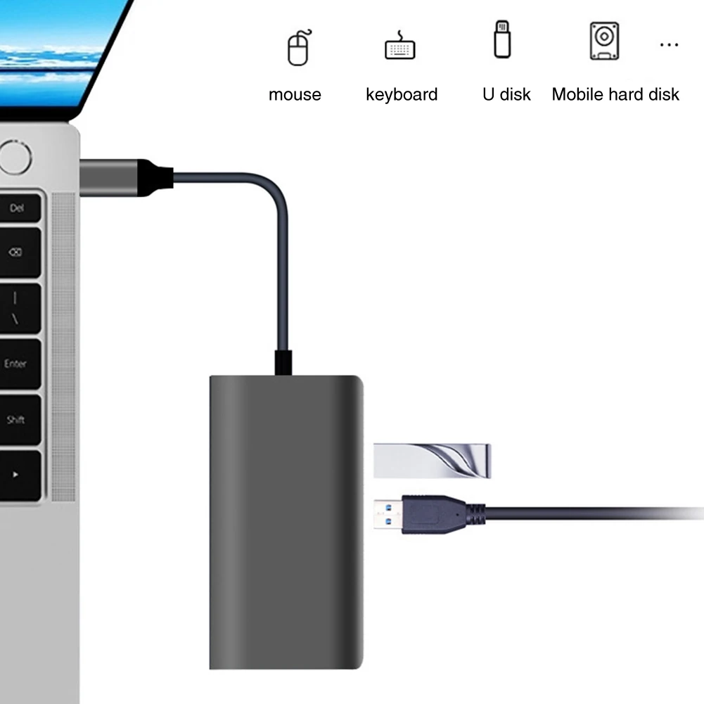 8 в 1 USB C концентратор Высокоскоростной type c легкий портативный Трансмиссия