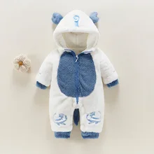 Mono para bebé recién nacido, ropa de manga larga, oso, con cremallera, Pelele de invierno